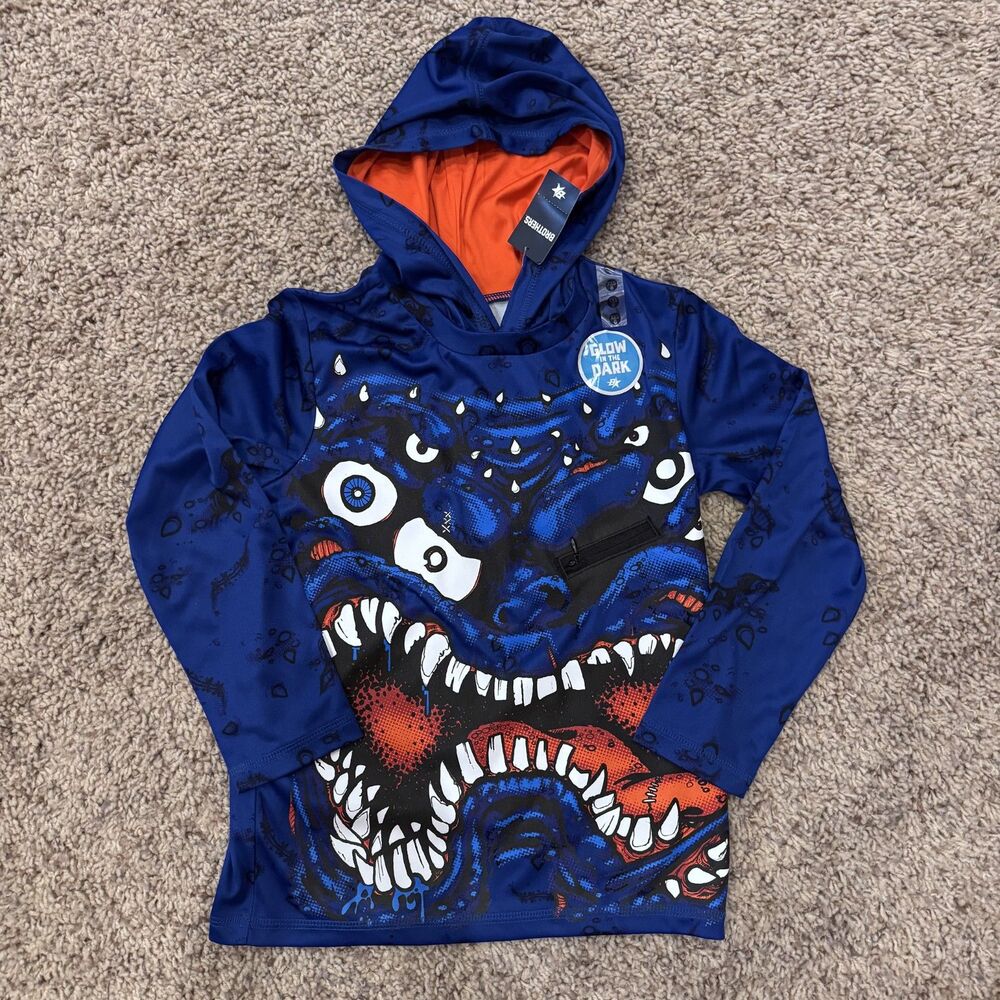 brother boy size XXS 6 NWT shirt glow in the dark pocket hooded